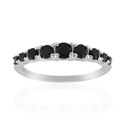 Black Spinel Silver Ring