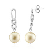 Kabira Golden South Sea Pearl Silver Earrings (TPC)