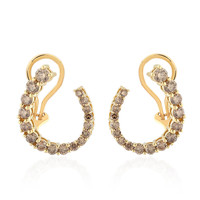 9K I2 Champagne Diamond Gold Earrings (de Melo)