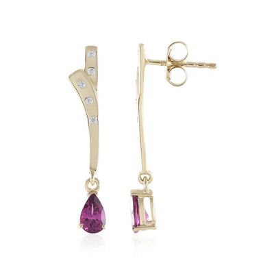 9K Magenta Garnet Gold Earrings (de Melo)