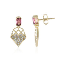 9K Nigerian Pink Tourmaline Gold Earrings