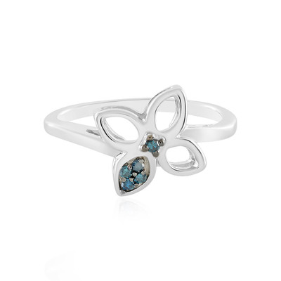 SI1 Blue Diamond Silver Ring