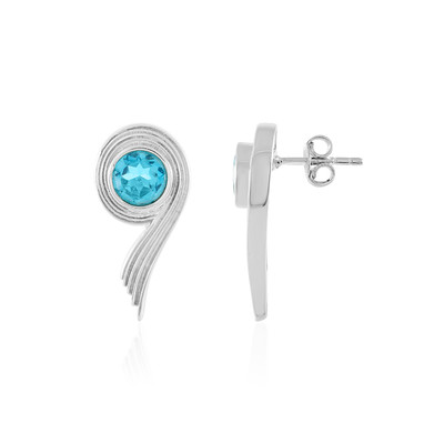 Paraiba Color Topaz Silver Earrings