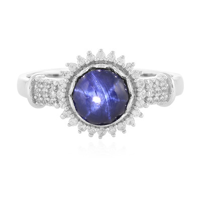 Blue Star Sapphire Silver Ring