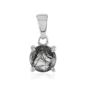 Black Rutile Quartz Silver Pendant