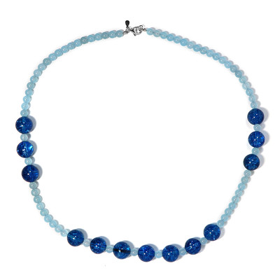 Blue Crushed Ice Quartz Silver Necklace