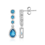 Neon Blue Apatite Silver Earrings