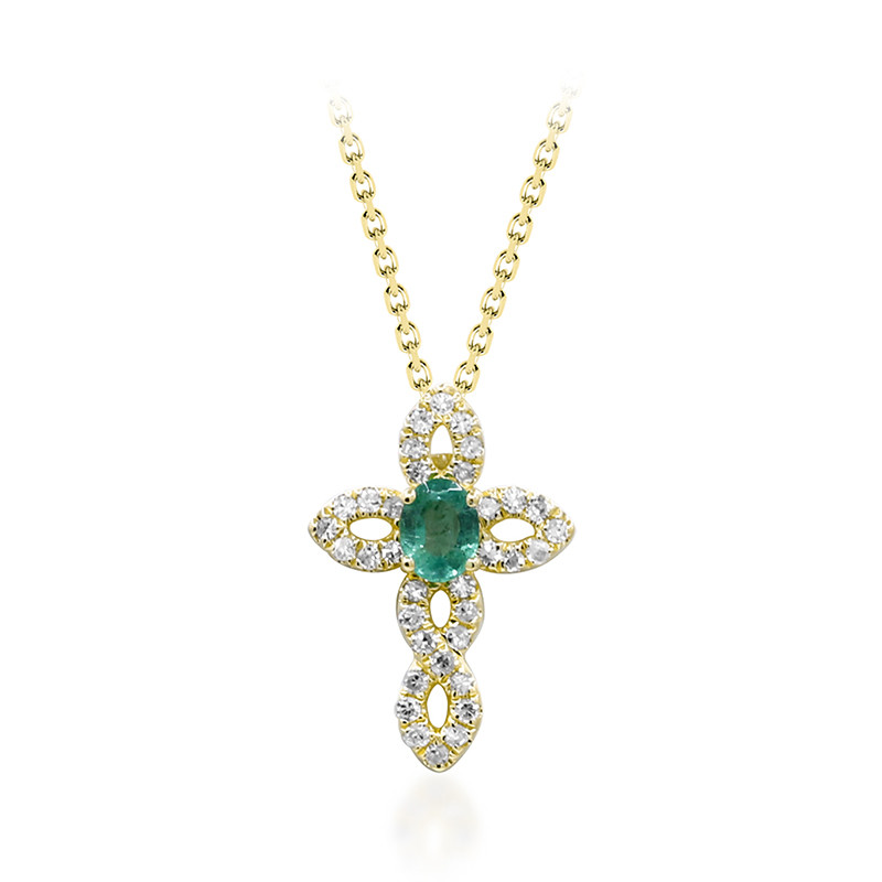 Crystal Simone Cross Necklace (Emerald) – Love Stylize