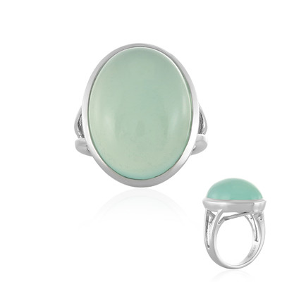 Aqua Chalcedony Silver Ring