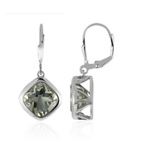 Green Amethyst Silver Earrings