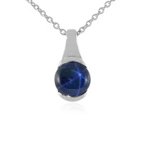 Blue Star Sapphire Silver Necklace