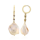 Peach Freshwater Pearl Silver Earrings (TPC)