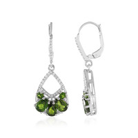 Russian Diopside Silver Earrings