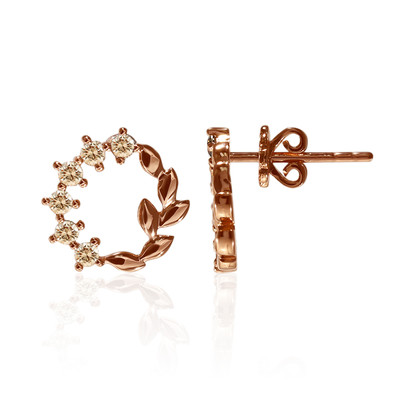 9K SI1 Argyle Rose De France Diamond Gold Earrings (Annette)