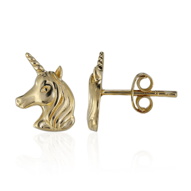 Buy 10K Yellow Gold Enamel Unicorn Earrings With Screw Backs 9.5 X 8.5mm  Online in India - Etsy