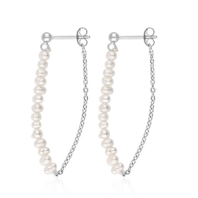 White Freshwater Pearl Silver Earrings