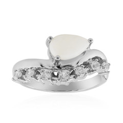 White Opal Silver Ring