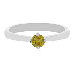 I3 Yellow Diamond Silver Ring