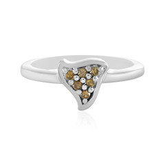 I3 Champagne Diamond Silver Ring