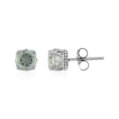 Green Amethyst Silver Earrings