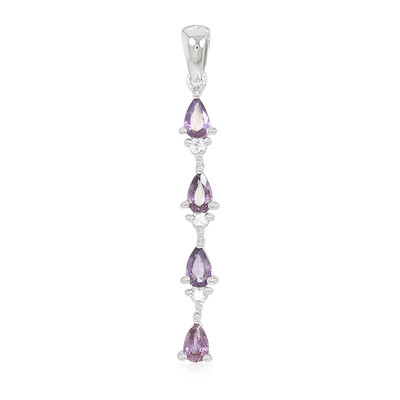 Unheated Ceylon Purple Sapphire Silver Pendant