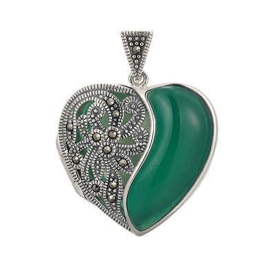 Green Agate Silver Pendant