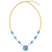 Blue Chalcedony Brass Necklace (Juwelo Style)