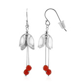 Red Agate Silver Earrings