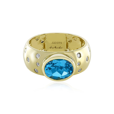 9K Swiss Blue Topaz Gold Ring (de Melo)