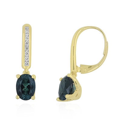 9K Brazilian Indicolite Gold Earrings