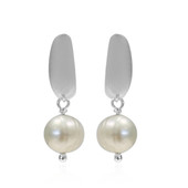 White Freshwater Pearl Silver Earrings (Joias do Paraíso)