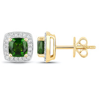 14K Russian Diopside Gold Earrings