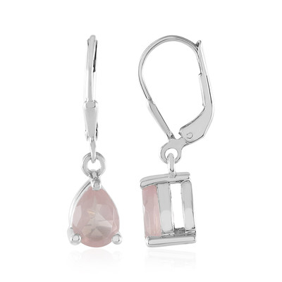 Rose Quartz Silver Earrings