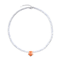 Orange Spiny Oyster Shell Silver Necklace