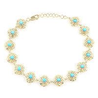 9K Sleeping Beauty Turquoise Gold Bracelet (Ornaments by de Melo)