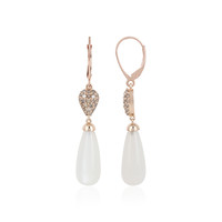 9K White Moonstone Gold Earrings (KM by Juwelo)