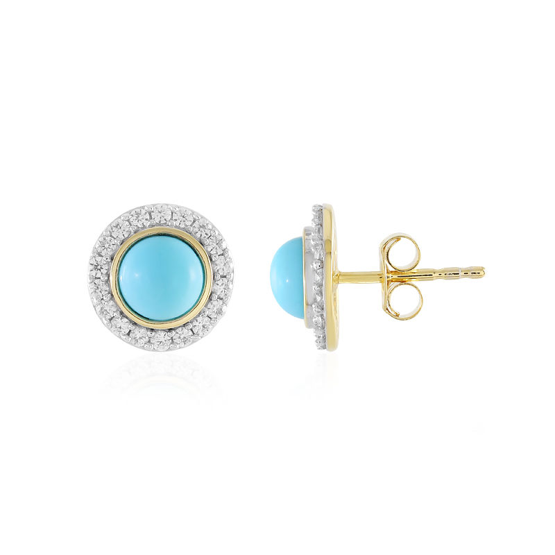 Macy's Genuine Sleeping Beauty Turquoise Stud Earrings in 14k Yellow Gold |  CoolSprings Galleria