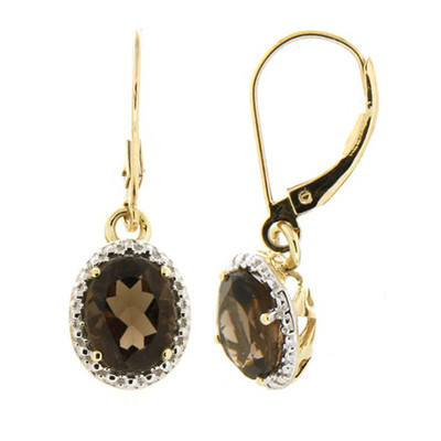 9K Smoky Quartz Gold Earrings