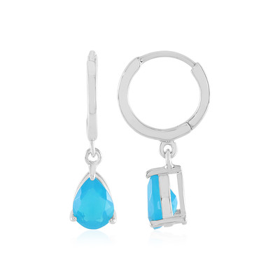 Blue Ethiopian Opal Silver Earrings