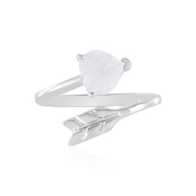 Rainbow Moonstone Silver Ring