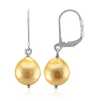 Kabira Golden South Sea Pearl Silver Earrings (TPC)