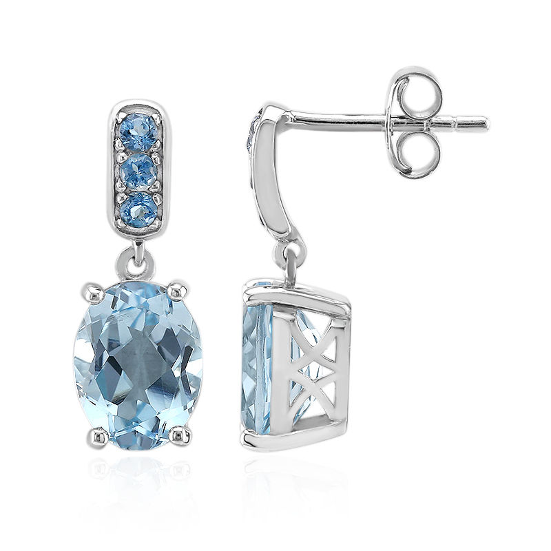 Sky Blue Topaz Silver Earrings-8304AL