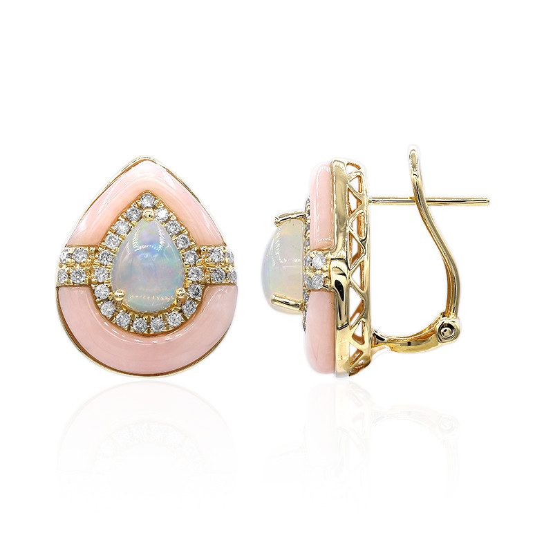 14k Gold Amber, Turquoise & Pink Opal Earrings | Lizzie Fortunato | Lizzie  Fortunato