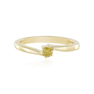 I3 Yellow Diamond Silver Ring