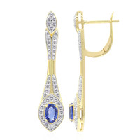 14K Ceylon Blue Sapphire Gold Earrings