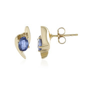 9K Ceylon Blue Sapphire Gold Earrings