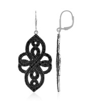 Black Spinel Silver Earrings