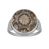 Petrified Coral Silver Ring (Bali Barong)