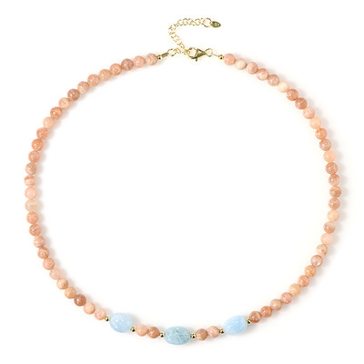 Peach Moonstone Silver Necklace