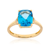 14K Swiss Blue Topaz Gold Ring